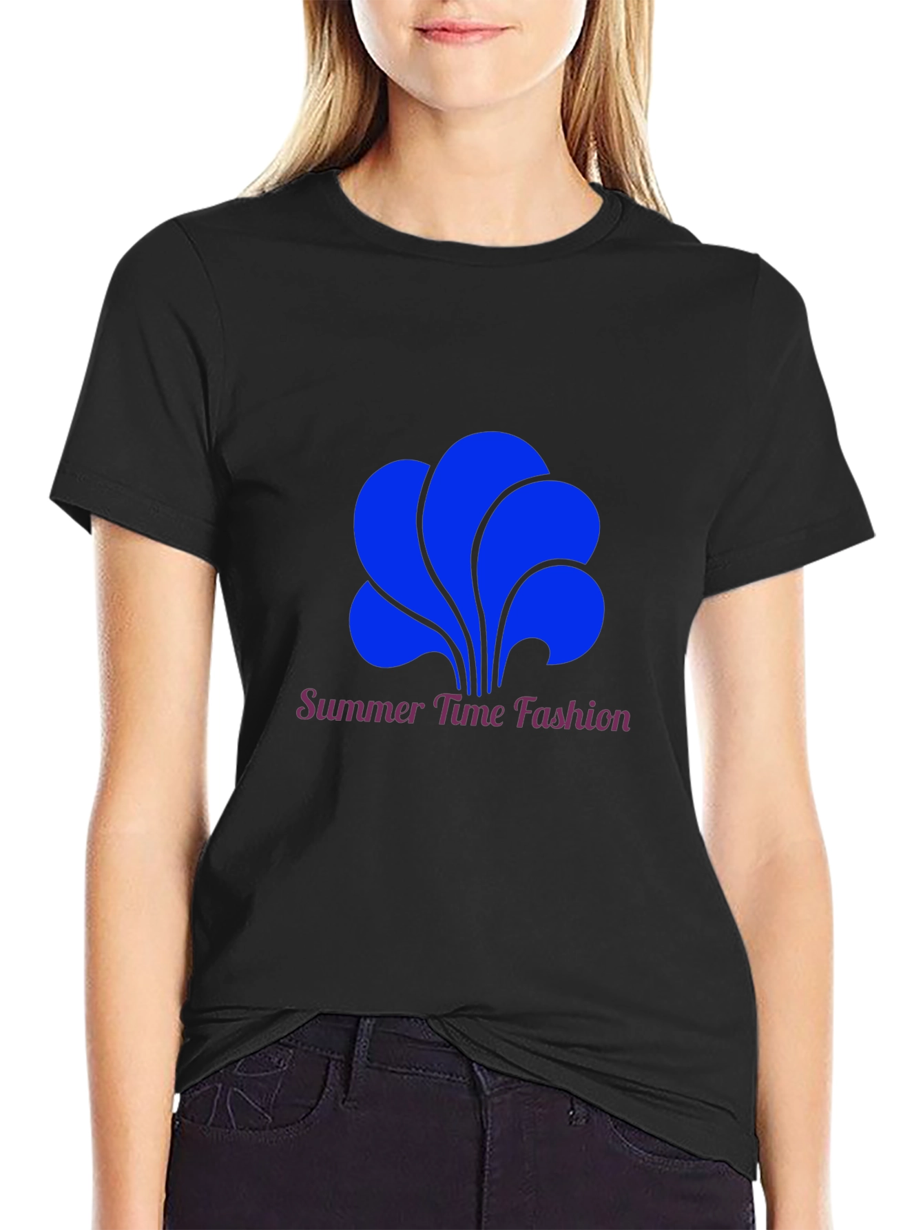 Summer Time Fashion Tee - Bold Blue Graphic
