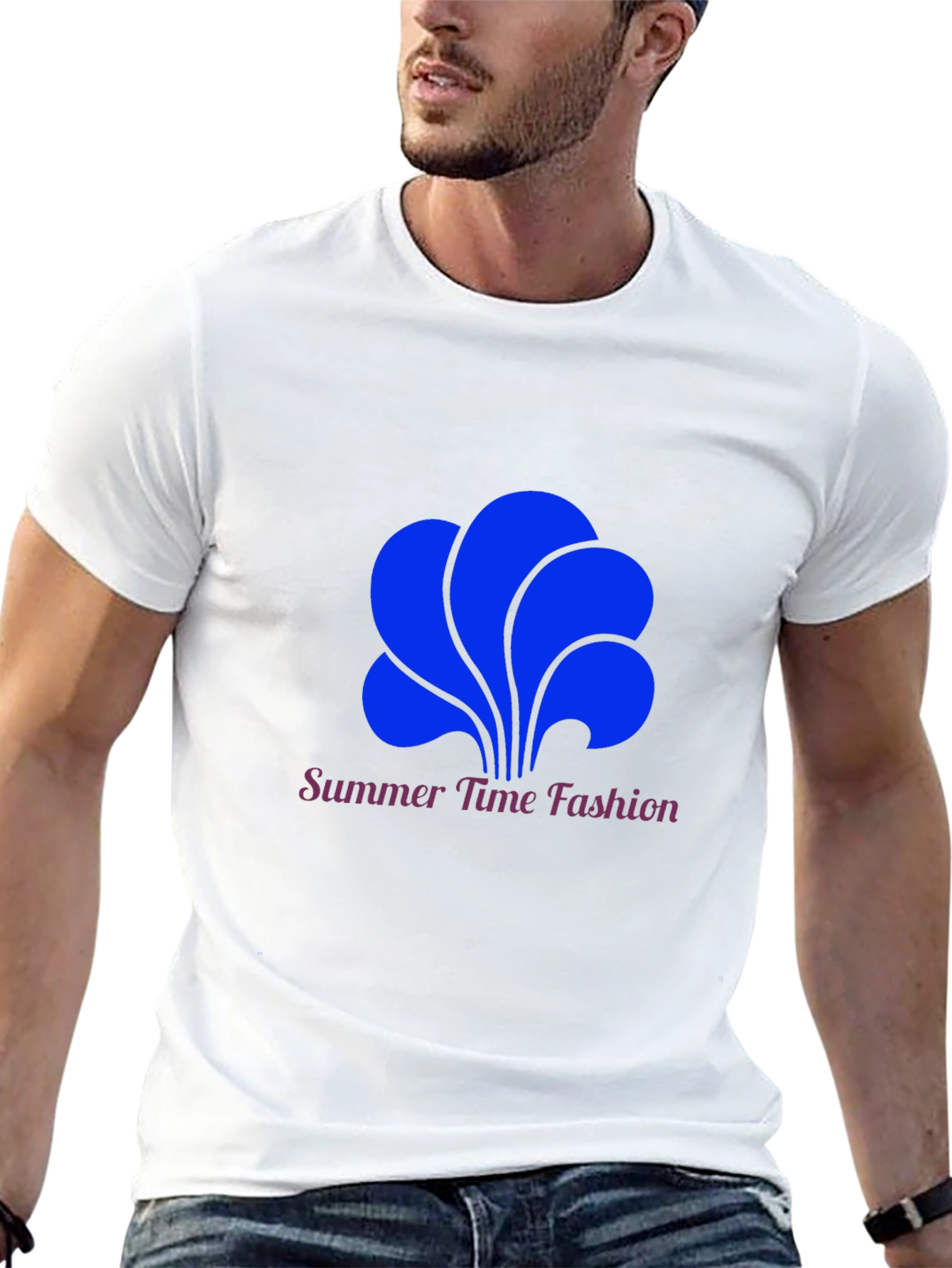 Summer Time Fashion Tee - Bold Blue Graphic