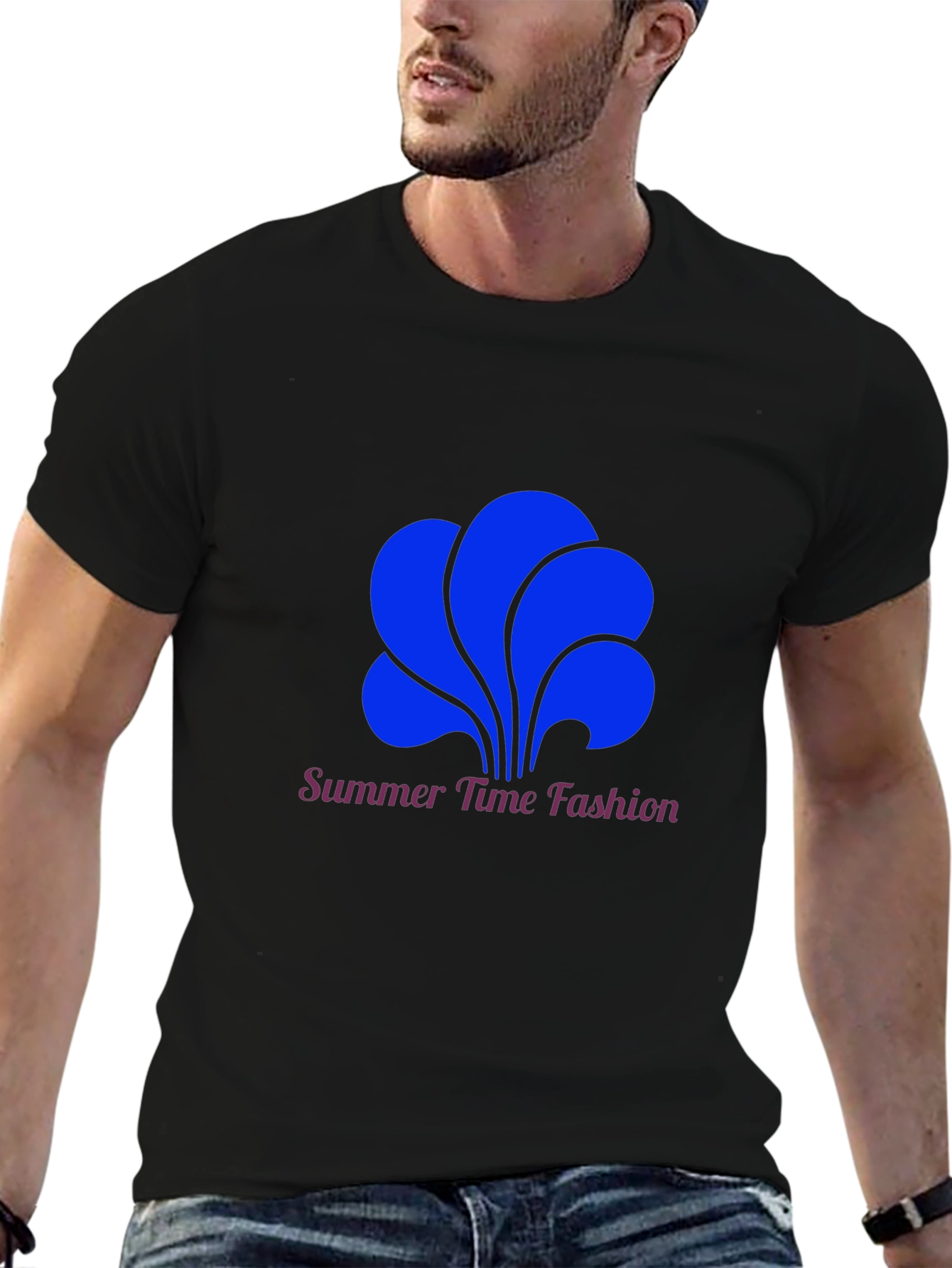Summer Time Fashion Tee - Bold Blue Graphic