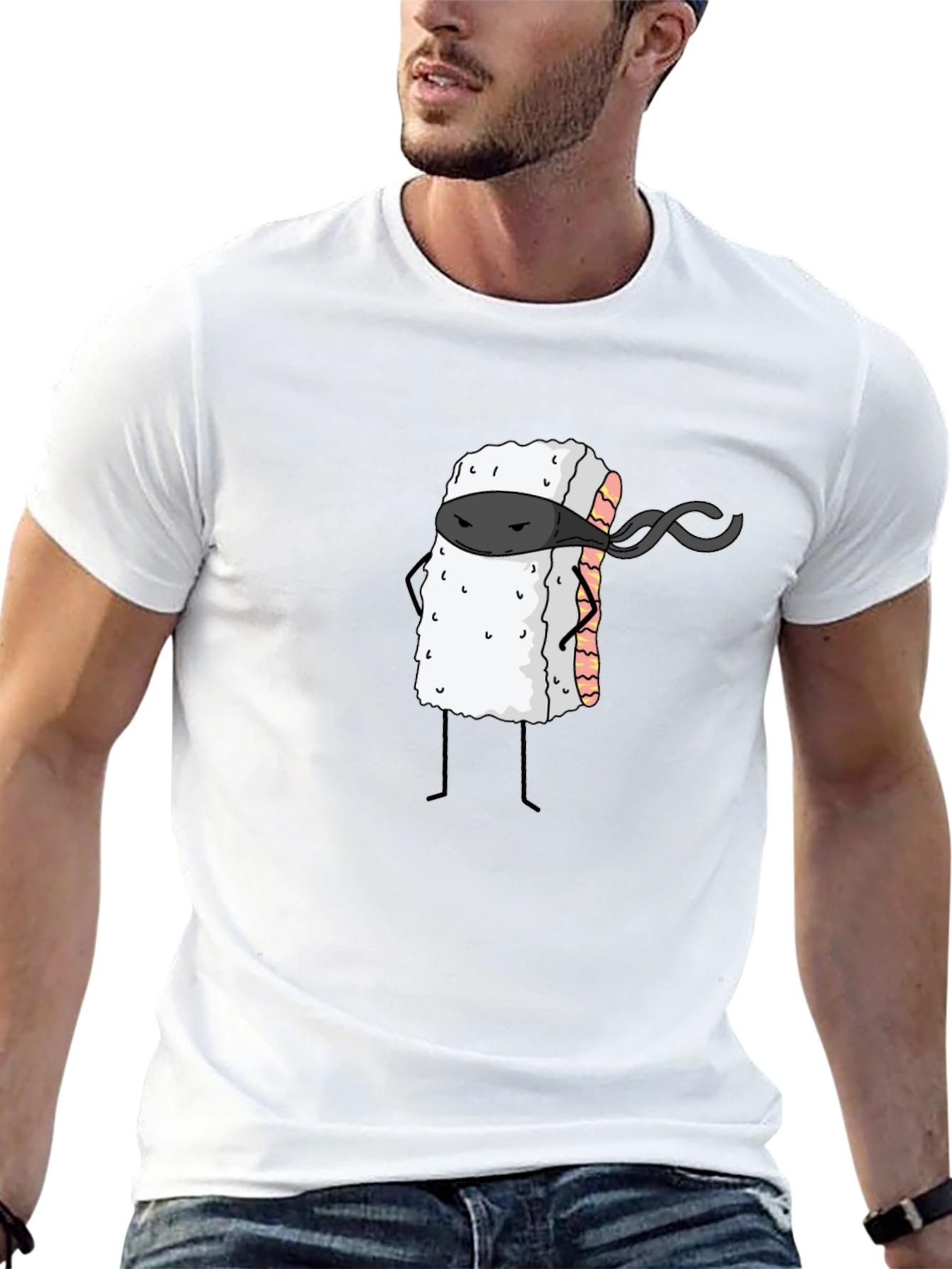 Sushi Ninja Graphic Tee - Black Cotton T-Shirt