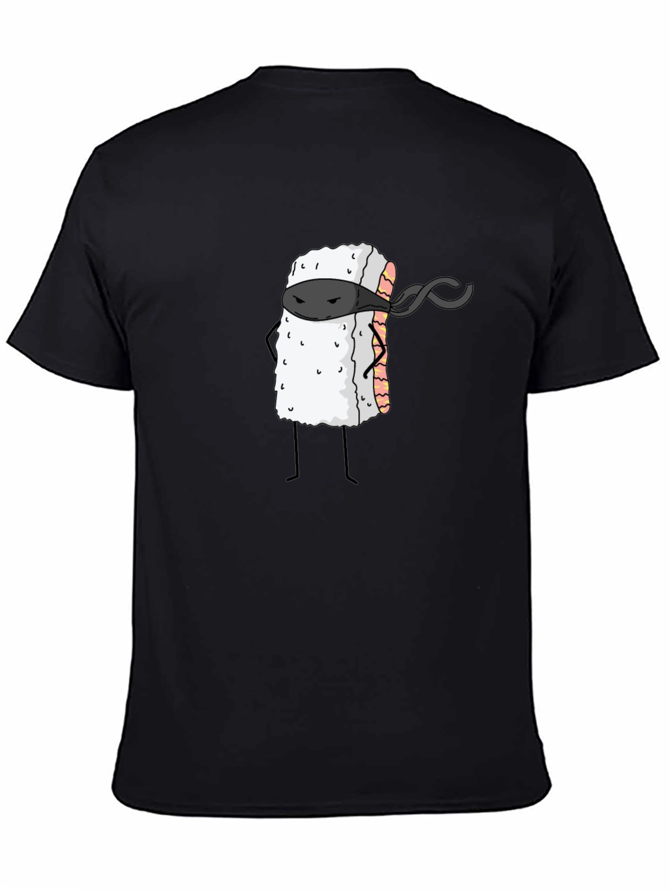 Sushi Ninja Graphic Tee - Black Cotton T-Shirt