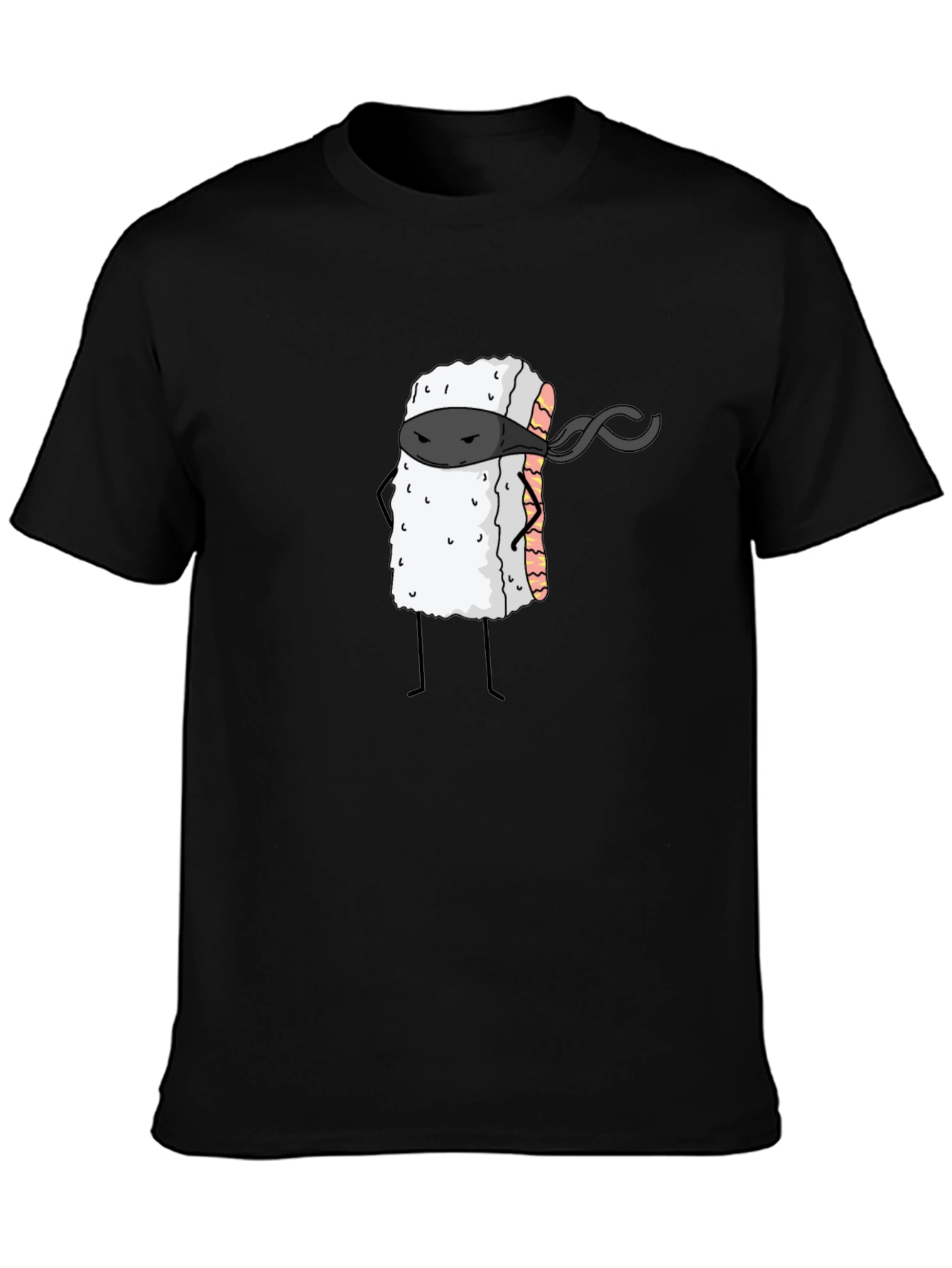 Sushi Ninja Graphic Tee - Black Cotton T-Shirt