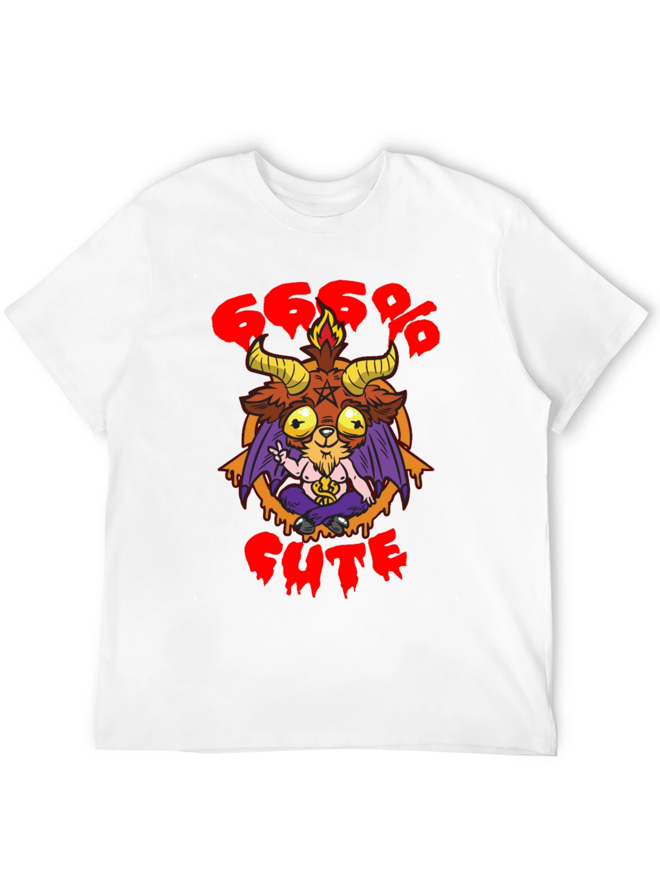 666% Cute Baphomet Graphic Tee - Black Cotton