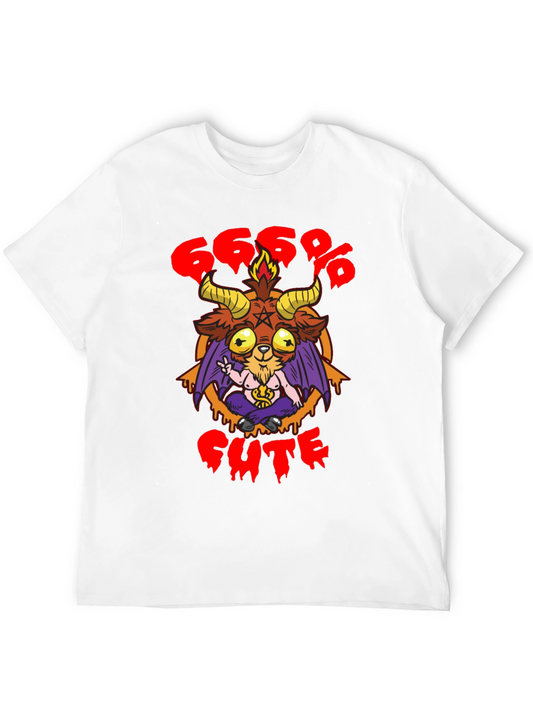 666% Cute Baphomet Graphic Tee - Black Cotton