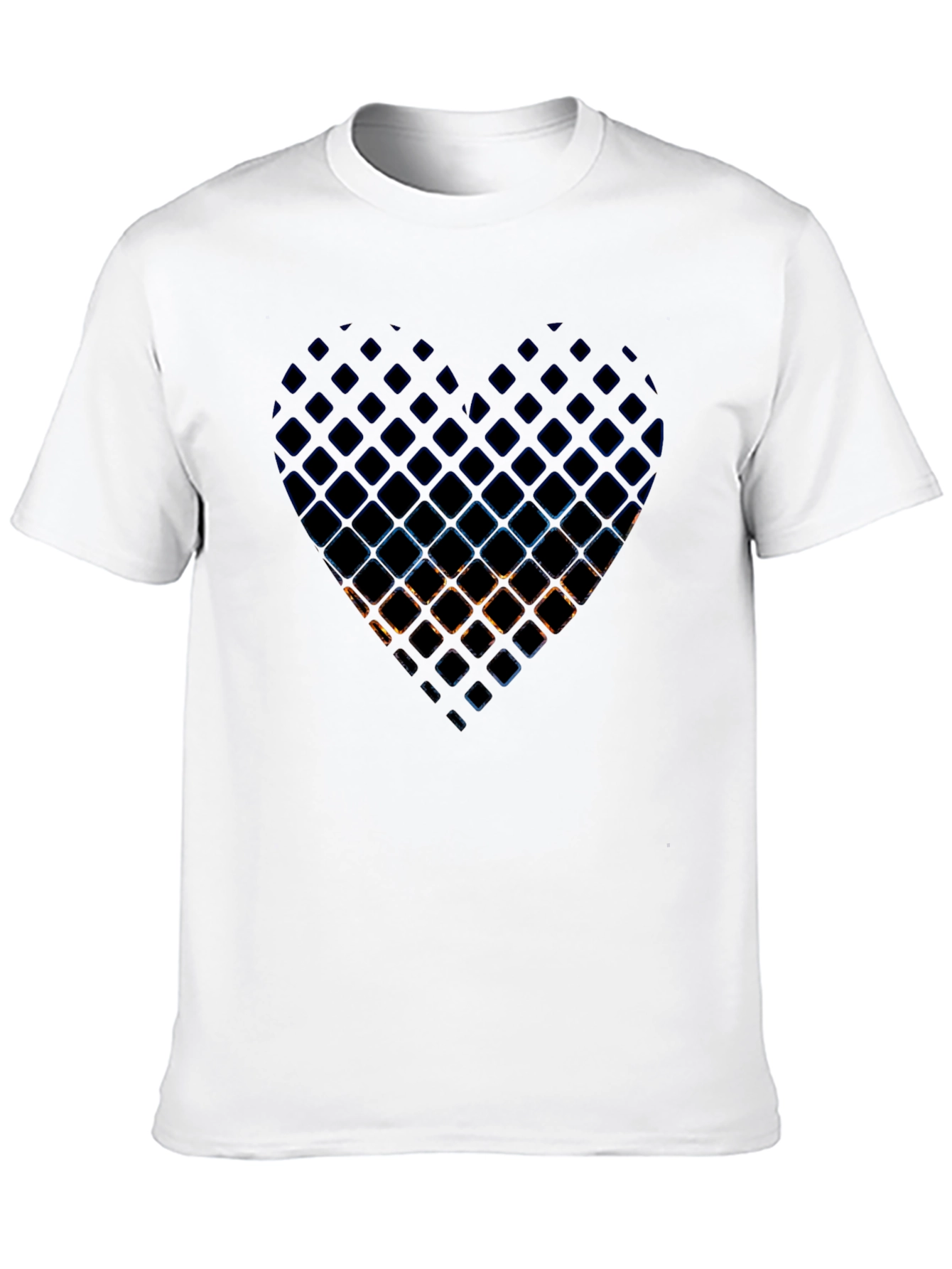 Abstract Heart Grid Mens Black T-Shirt