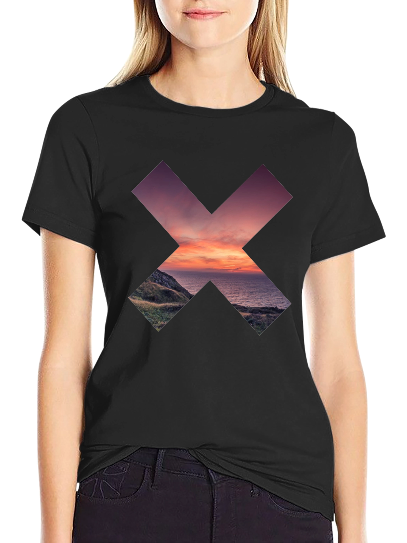 Abstract Landscape Graphic Tee - Stylish Comfort