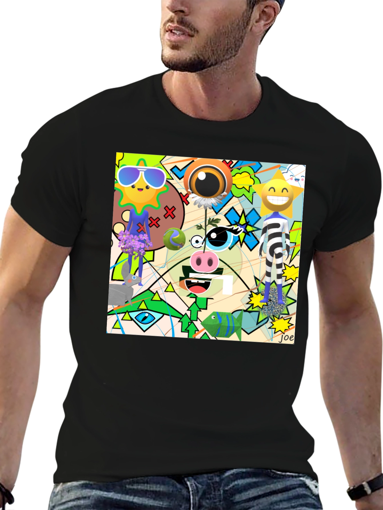 Abstract Cartoon Graphic T-Shirt