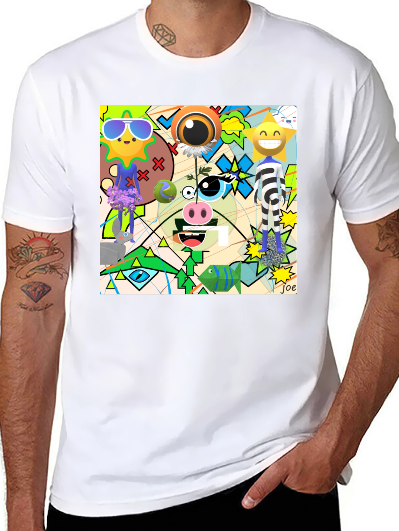 Abstract Cartoon Graphic T-Shirt