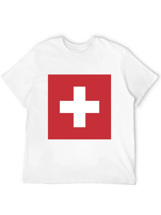 Swiss Flag Graphic T-Shirt - Black Cotton Tee