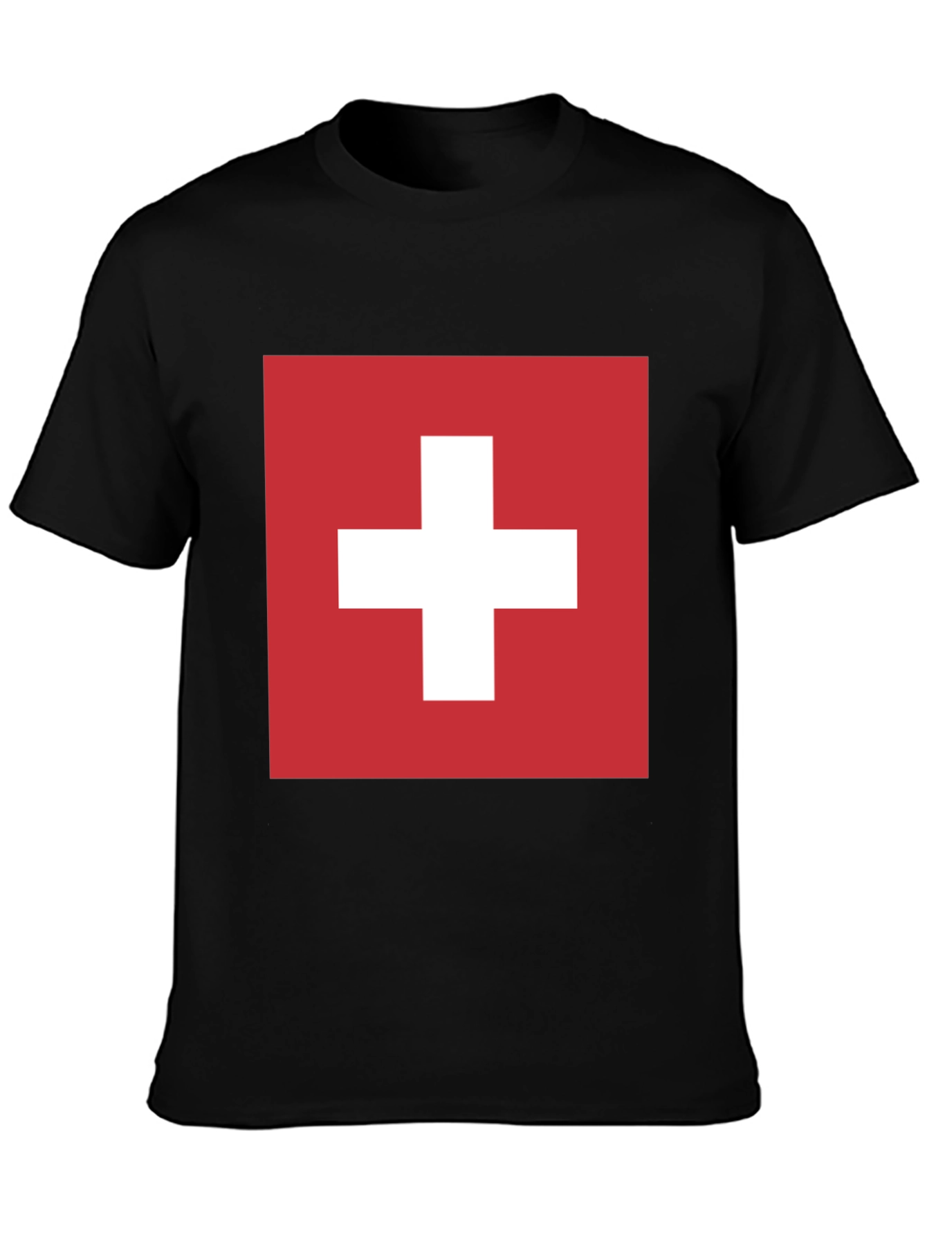 Swiss Flag Graphic T-Shirt - Black Cotton Tee