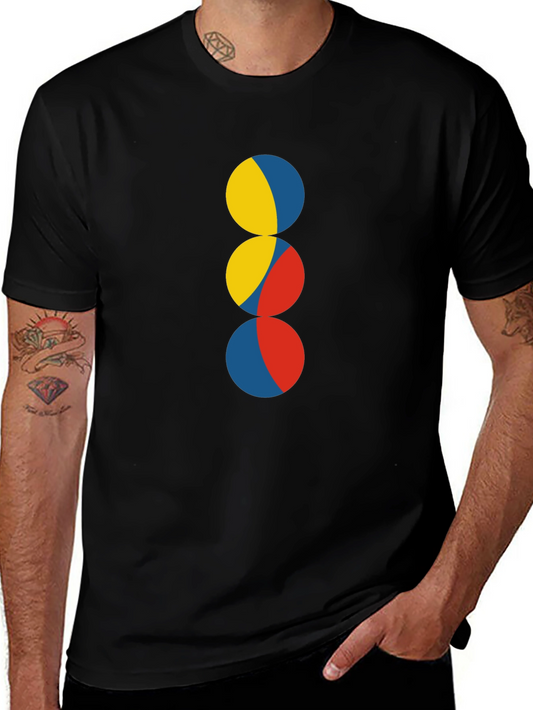 Abstract Circle Design Black T-Shirt