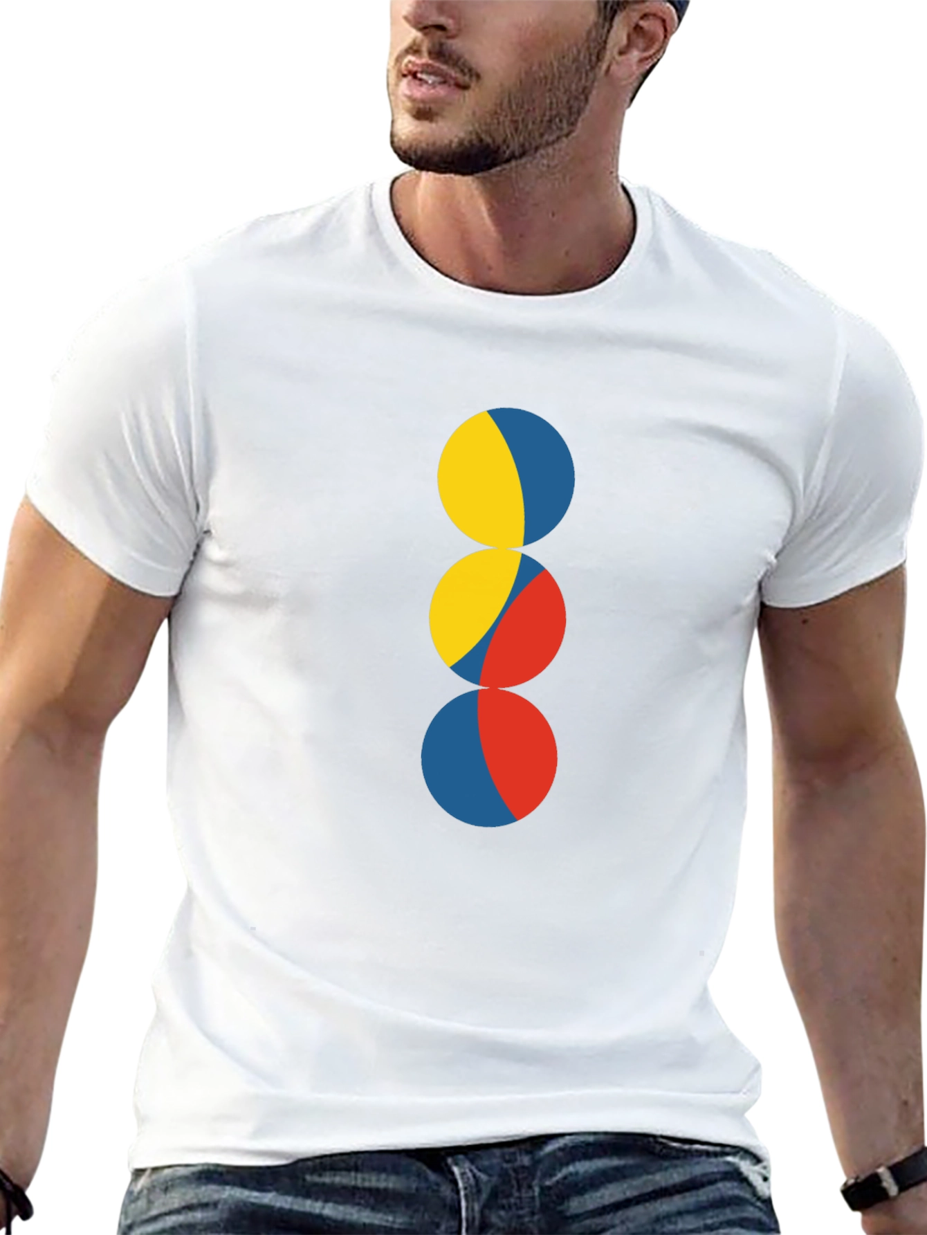 Abstract Circle Design Black T-Shirt