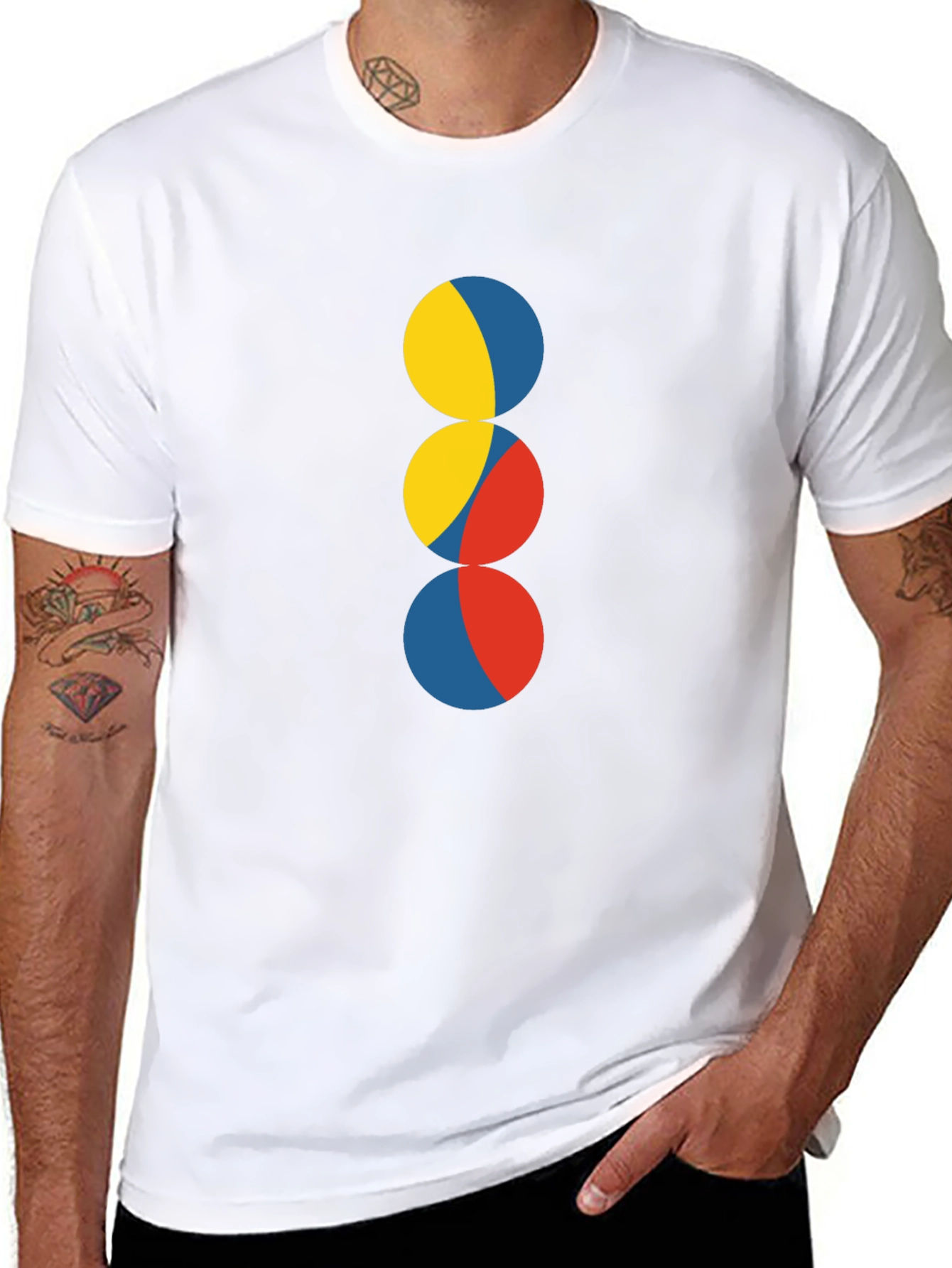 Abstract Circle Design Black T-Shirt
