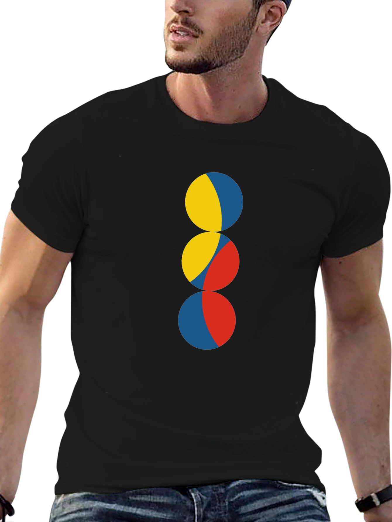 Abstract Circle Design Black T-Shirt