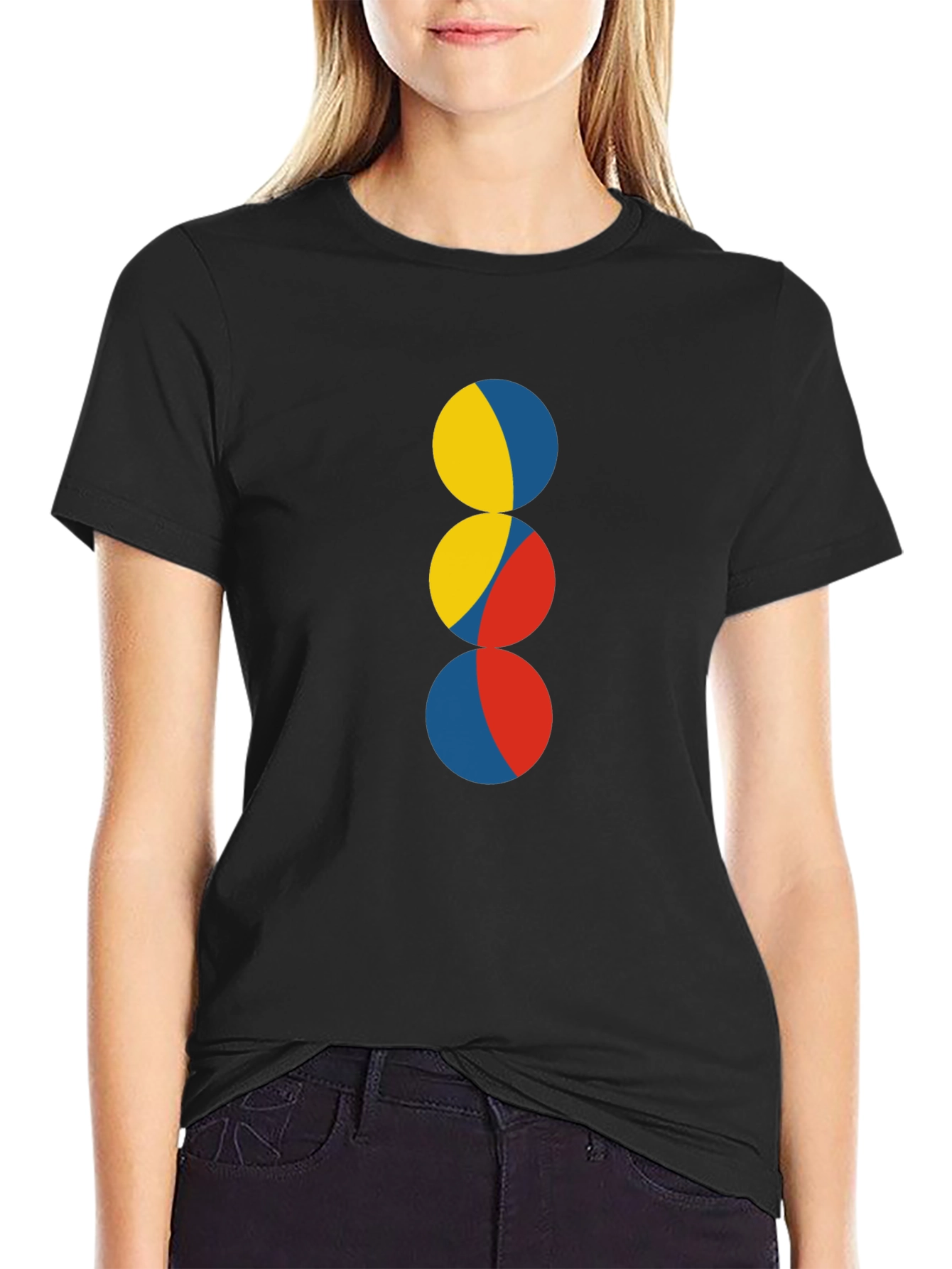 Abstract Circle Design Black T-Shirt