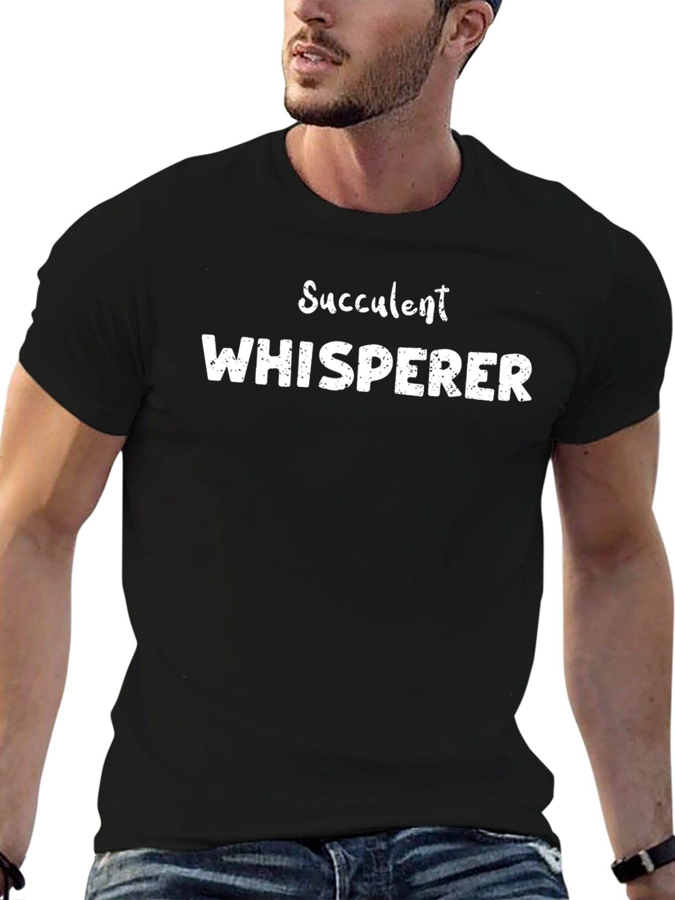 Succulent Whisperer Graphic Tee - Black Cotton T-Shirt