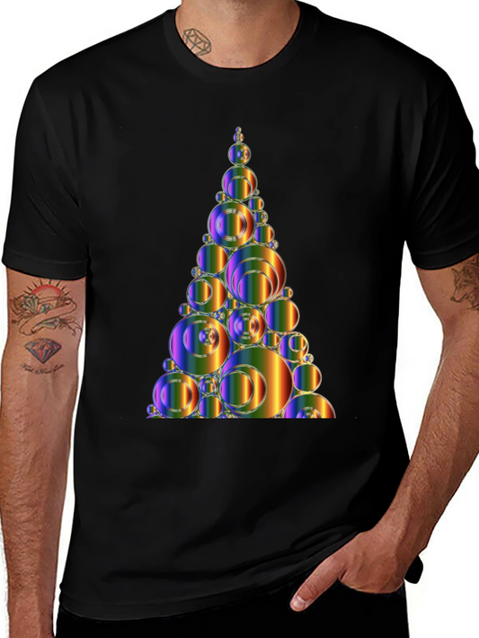 Abstract Rainbow Bubble Christmas Tree Graphic Tee