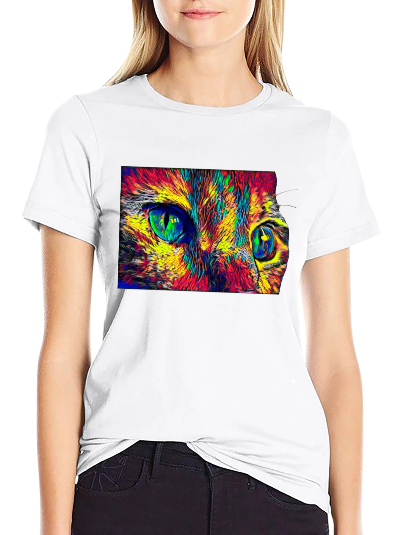 Abstract Cat Eyes Graphic T-Shirt