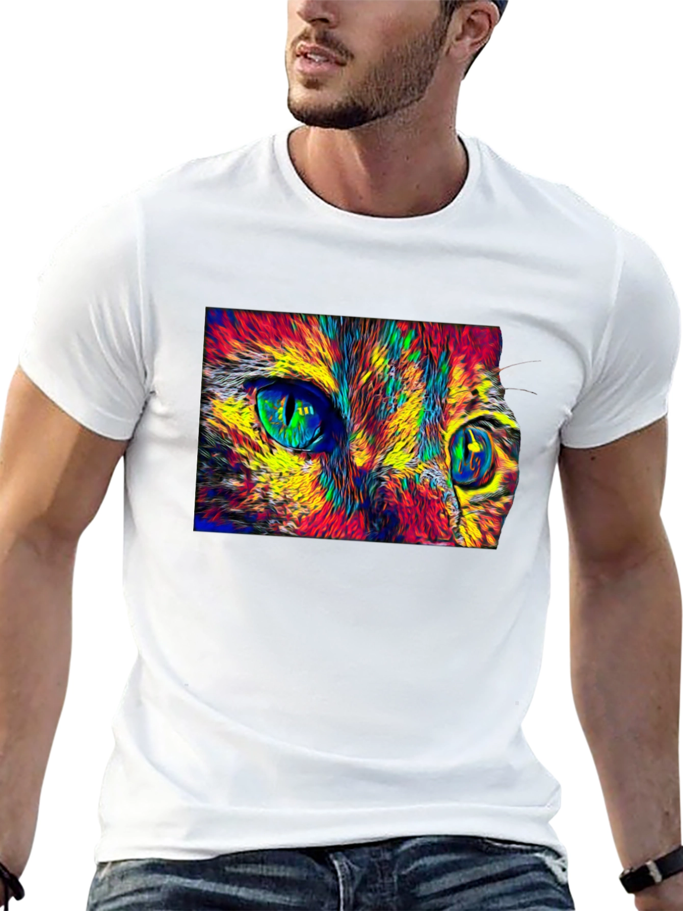 Abstract Cat Eyes Graphic T-Shirt
