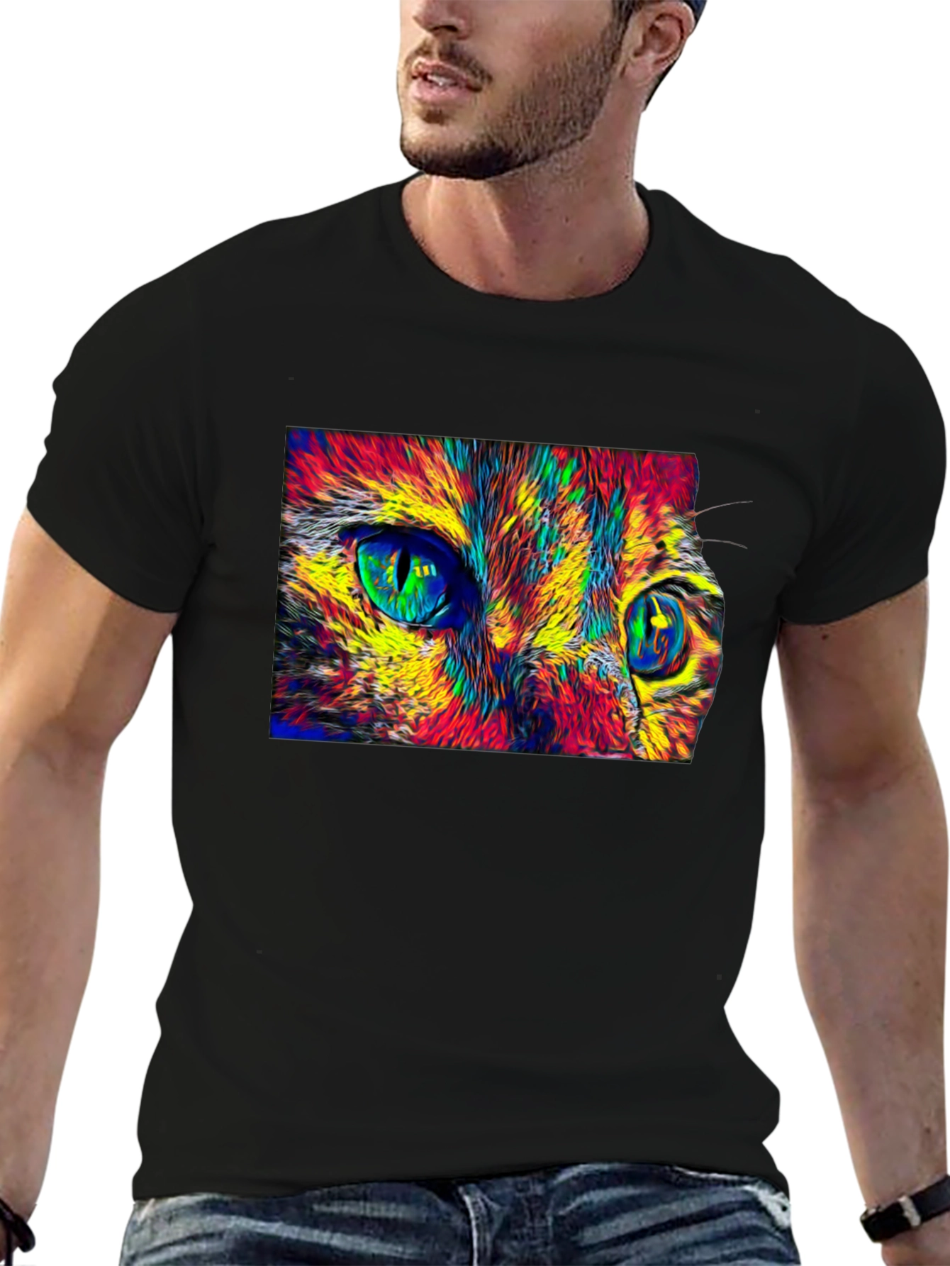 Abstract Cat Eyes Graphic T-Shirt