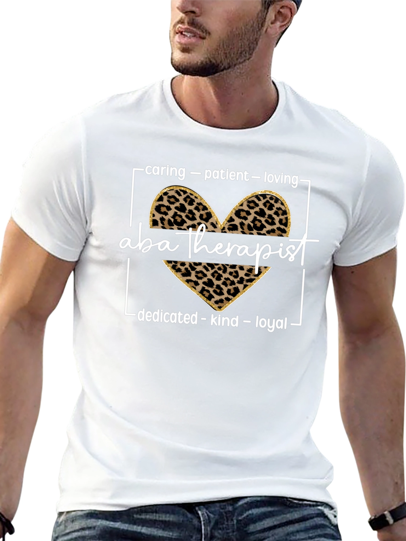 ABA Therapist Leopard Heart Graphic Tee