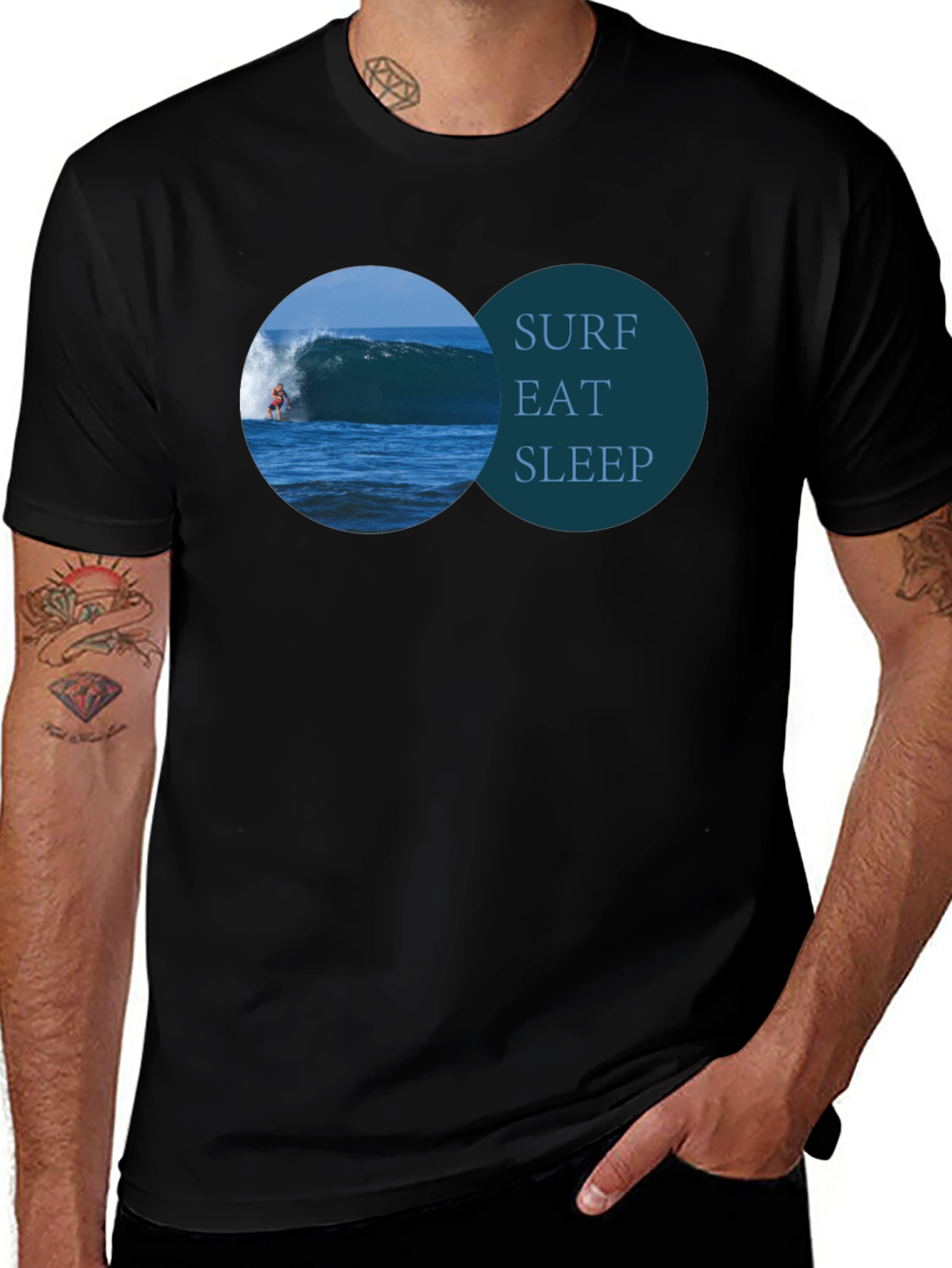 Surf Eat Sleep Black T-Shirt