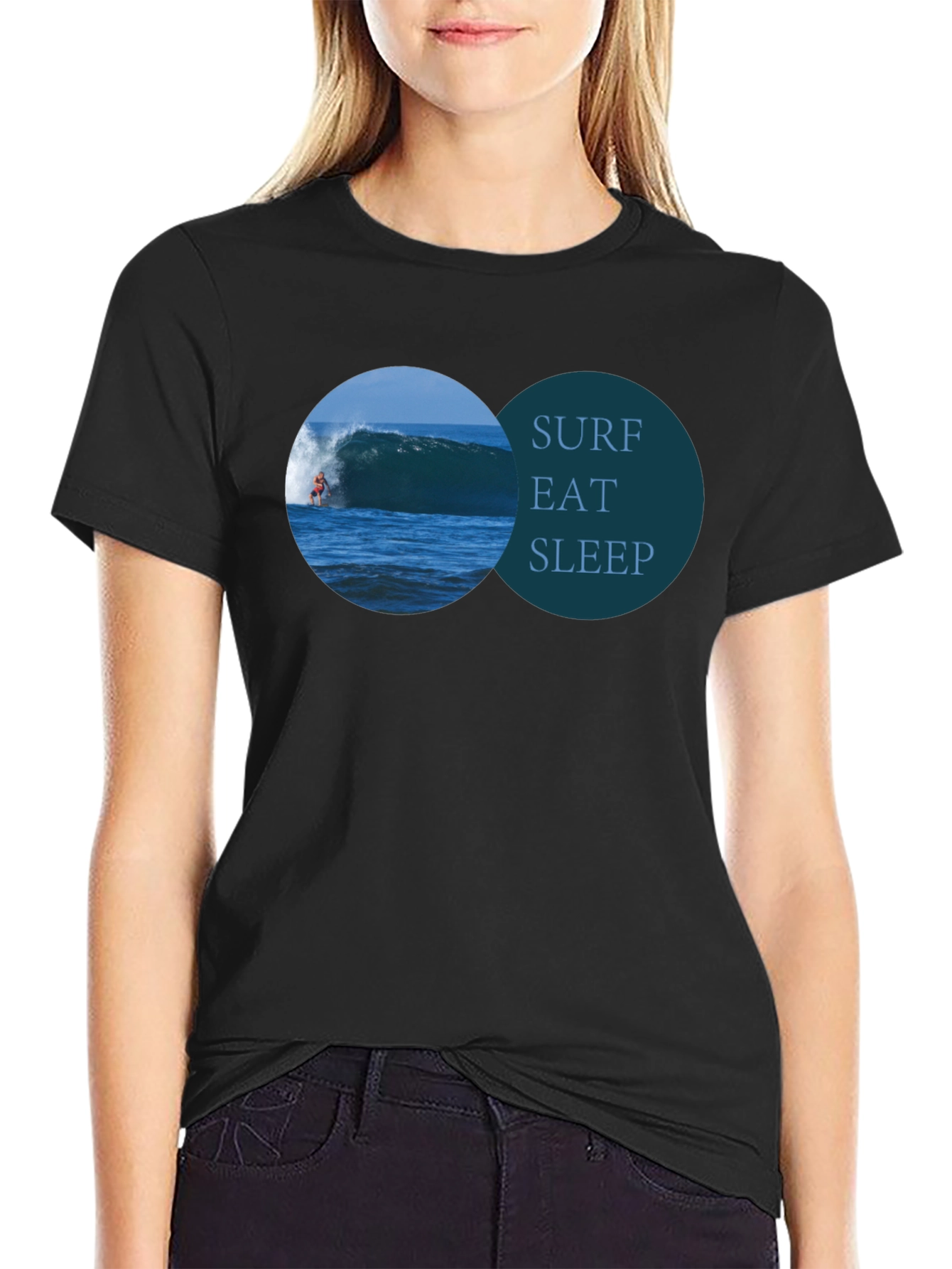 Surf Eat Sleep Black T-Shirt