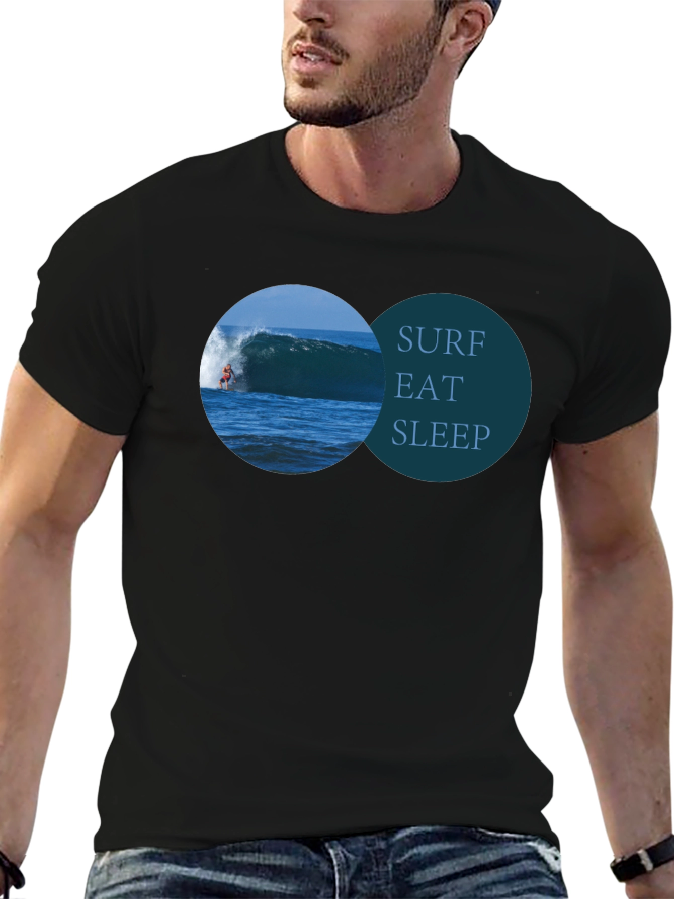 Surf Eat Sleep Black T-Shirt