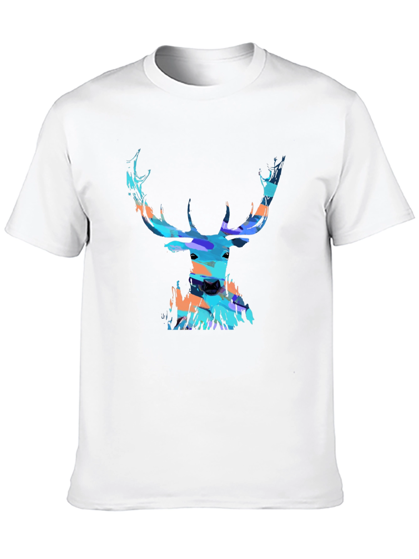 Abstract Deer Head Graphic Print Black T-Shirt