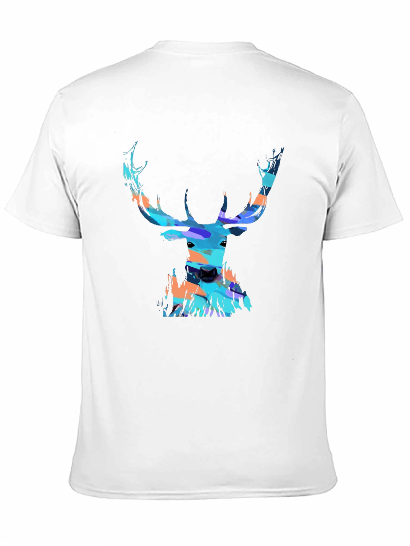 Abstract Deer Head Graphic Print Black T-Shirt
