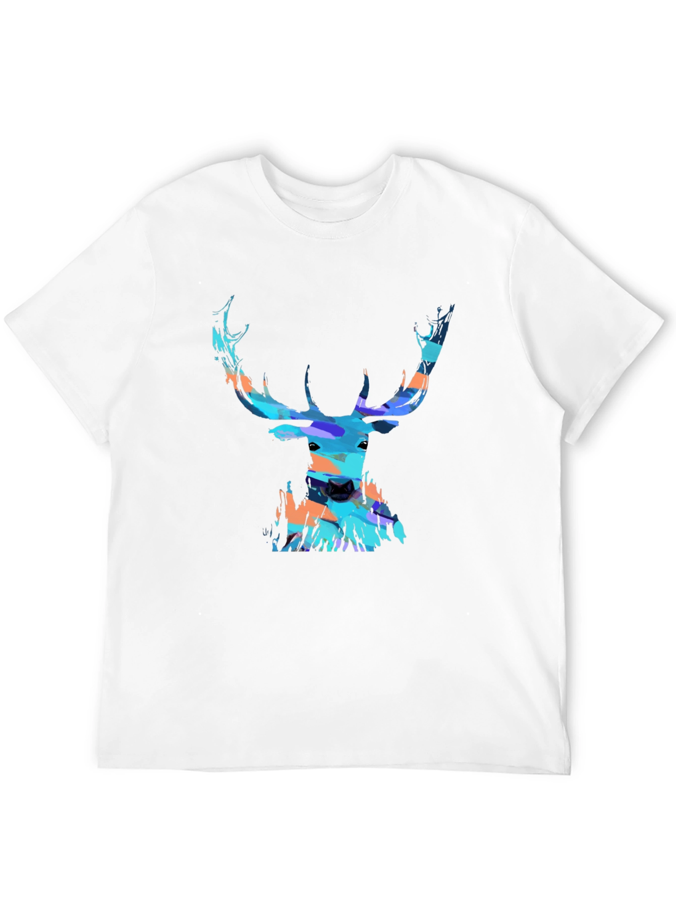 Abstract Deer Head Graphic Print Black T-Shirt