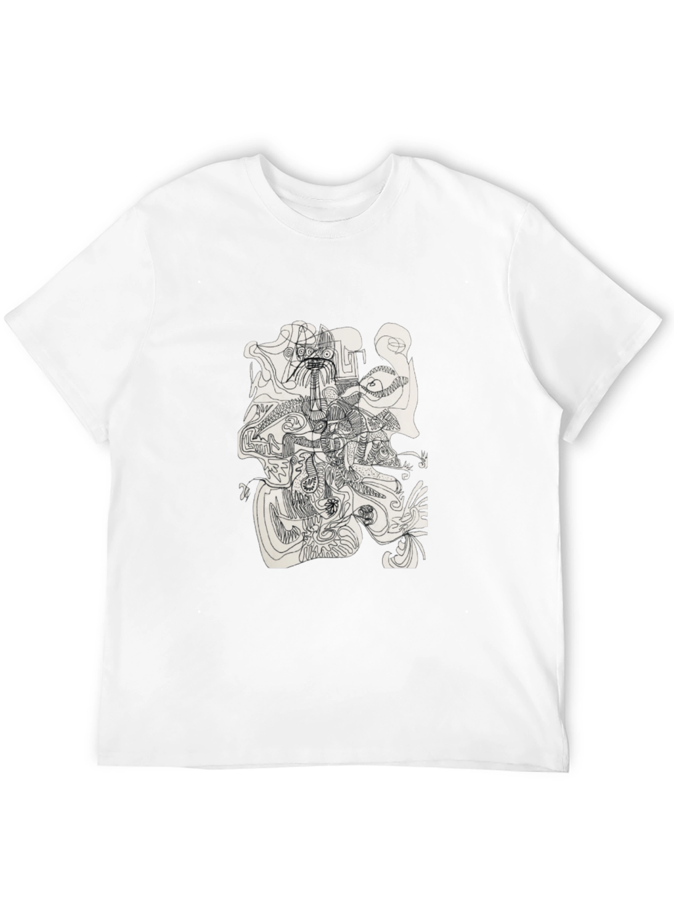 Abstract Line Art Graphic Tee - Modern Black T-Shirt