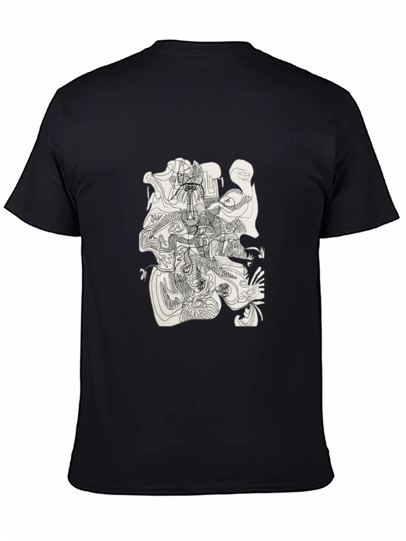 Abstract Line Art Graphic Tee - Modern Black T-Shirt
