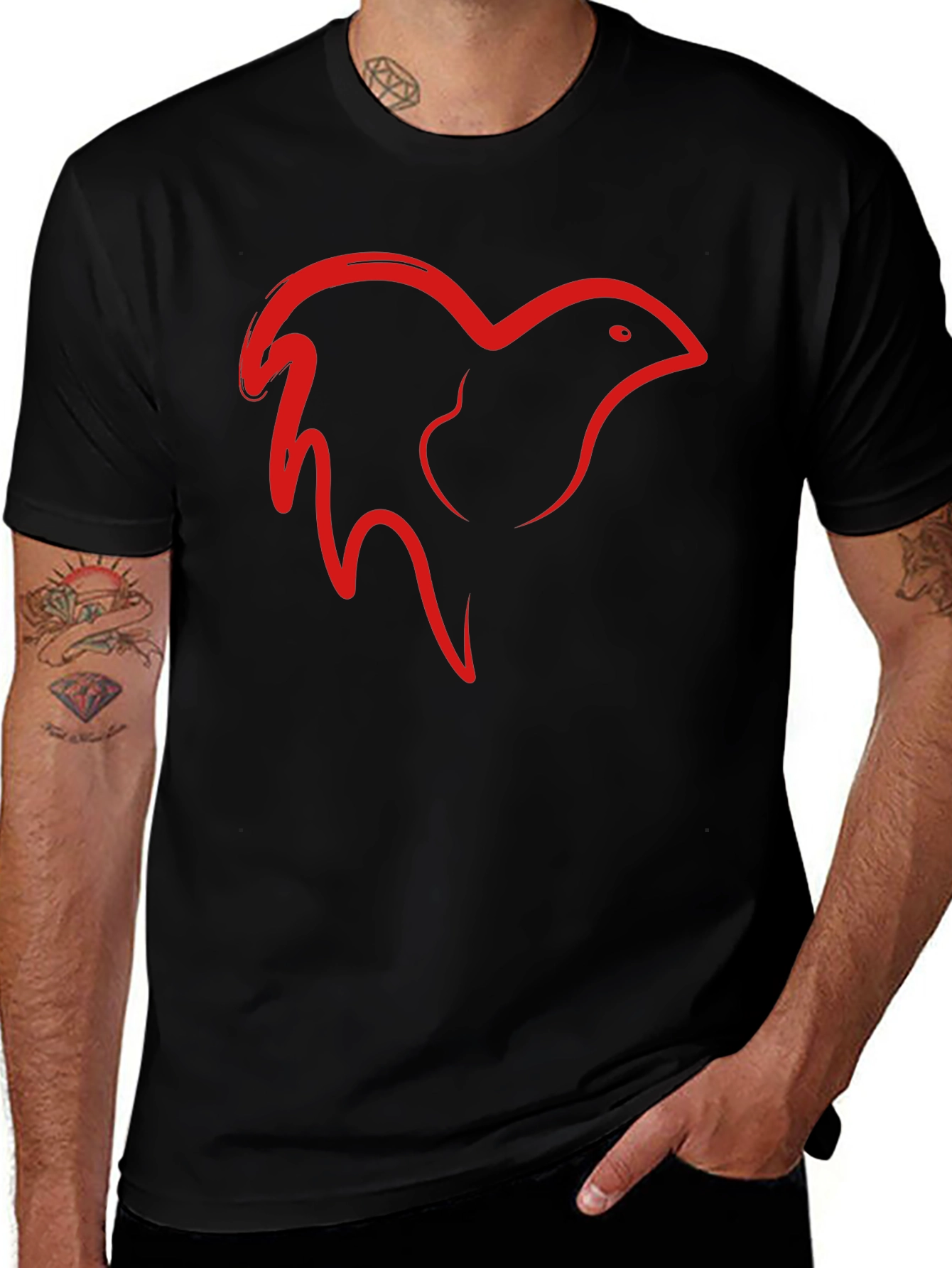 Abstract Bird Graphic Tee - Casual Comfort