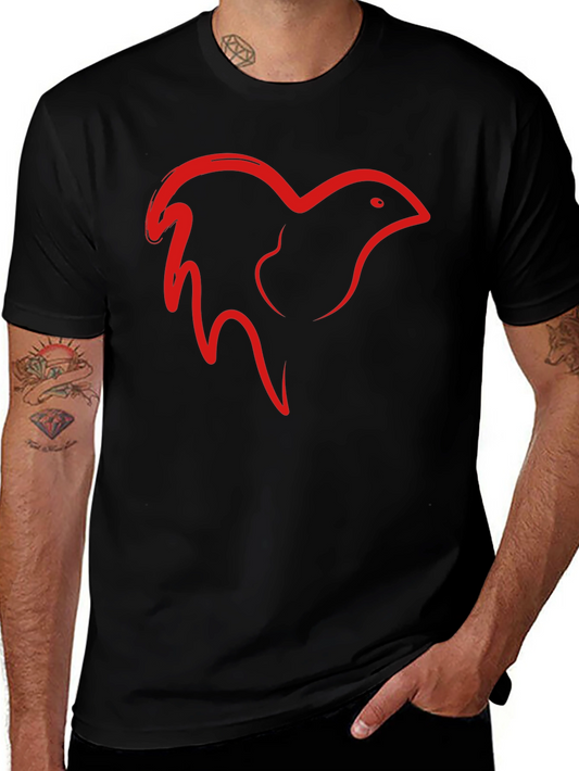 Abstract Bird Graphic Tee - Casual Comfort