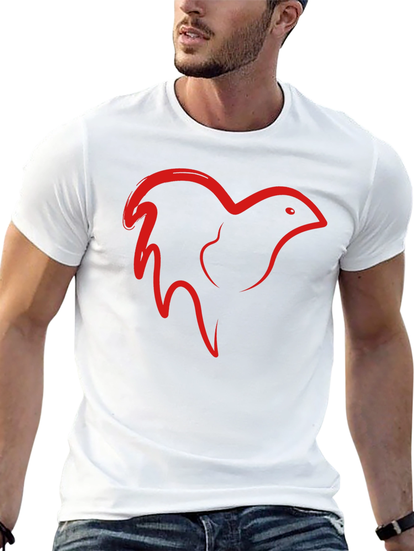 Abstract Bird Graphic Tee - Casual Comfort