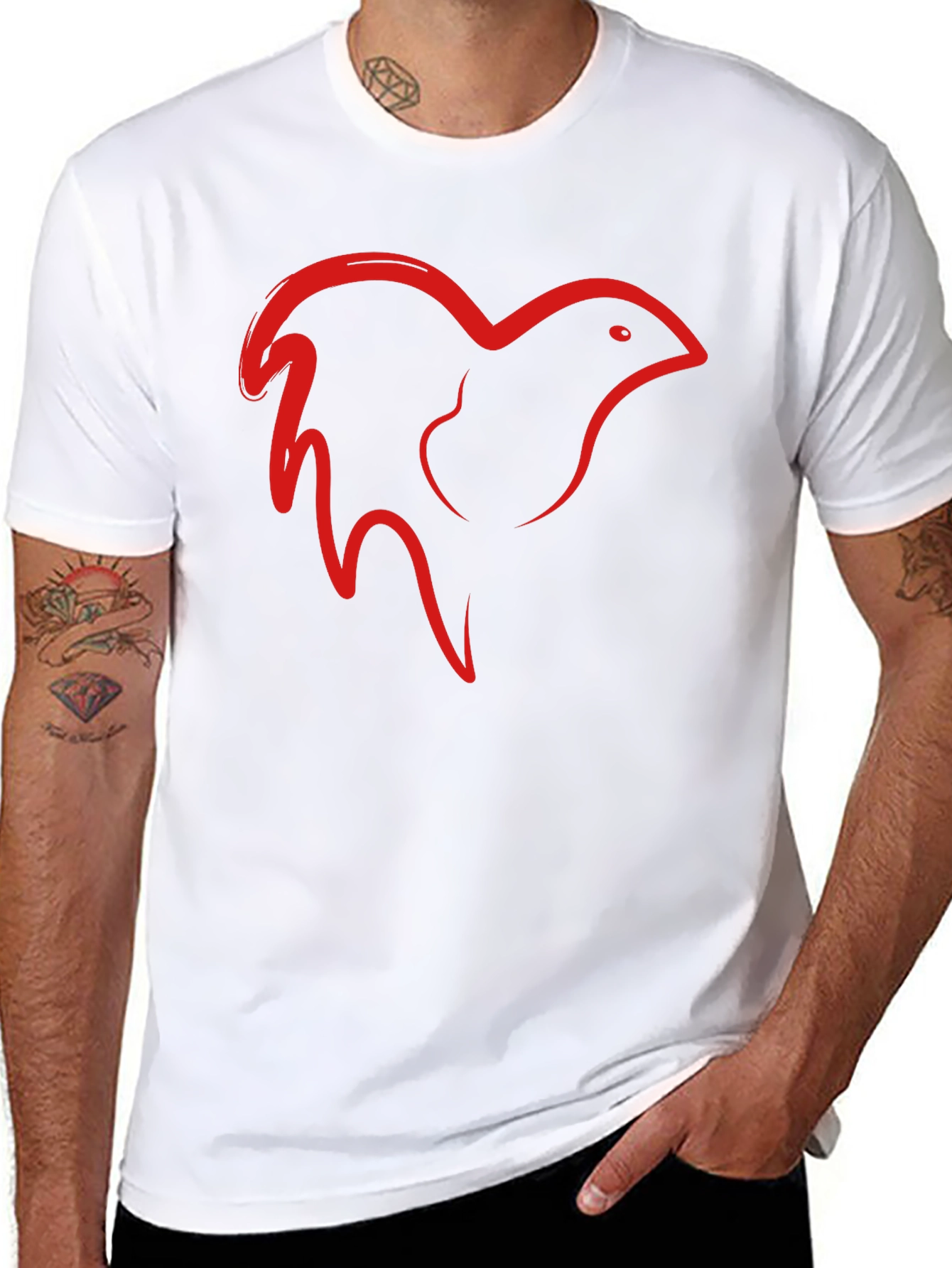 Abstract Bird Graphic Tee - Casual Comfort