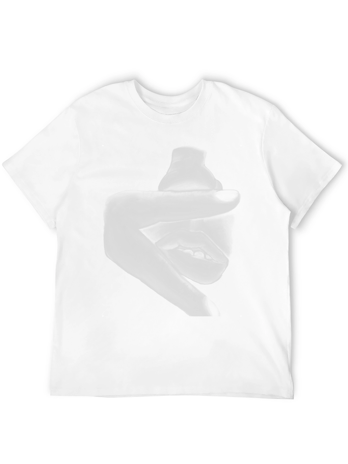 Abstract Hand and Mouth Graphic Print Black T-Shirt