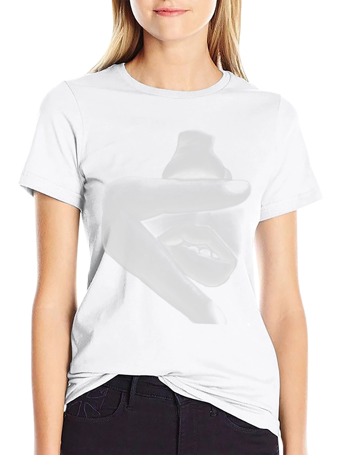 Abstract Hand and Mouth Graphic Print Black T-Shirt