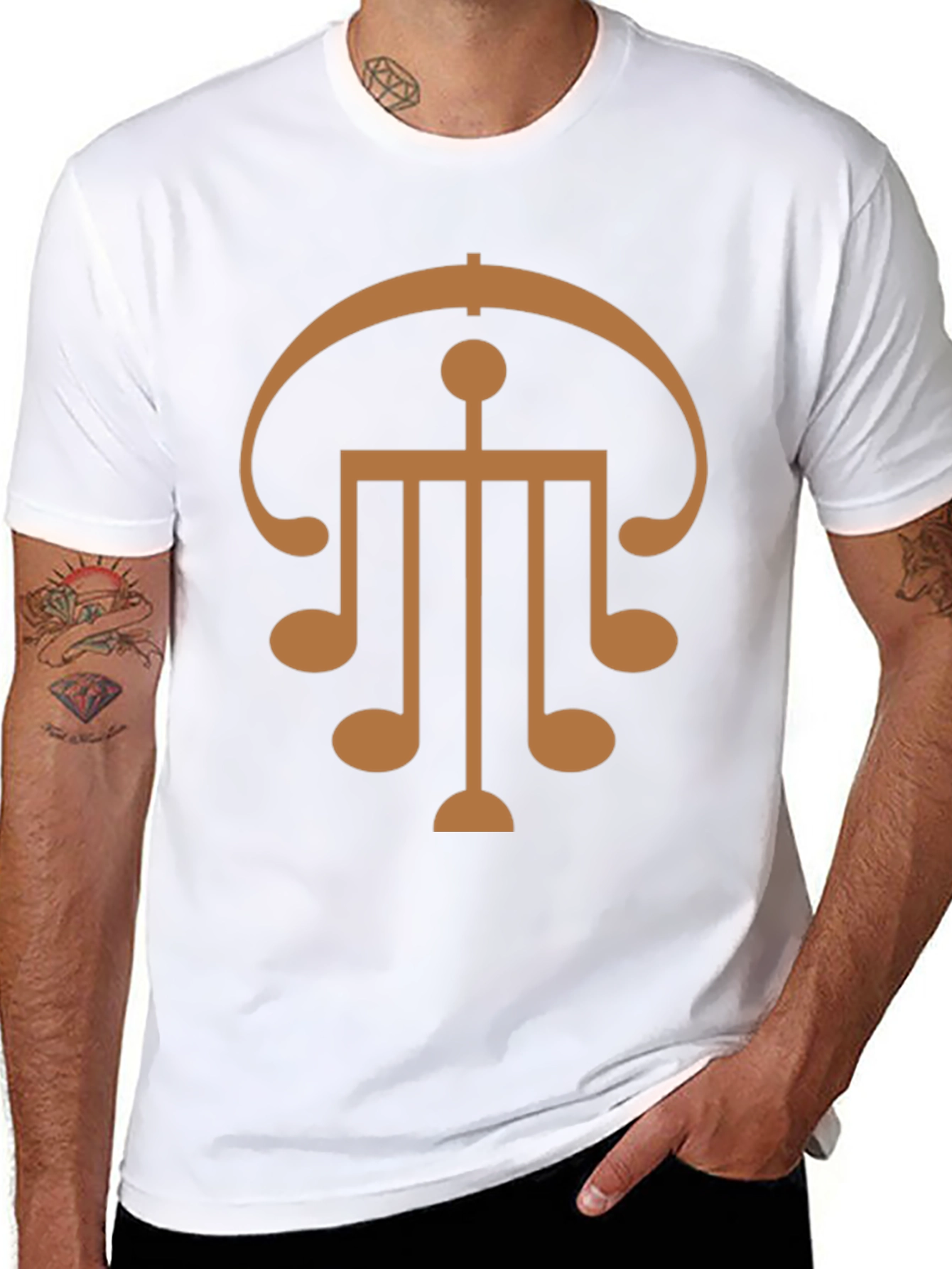 Abstract Music Note Graphic Black T-Shirt