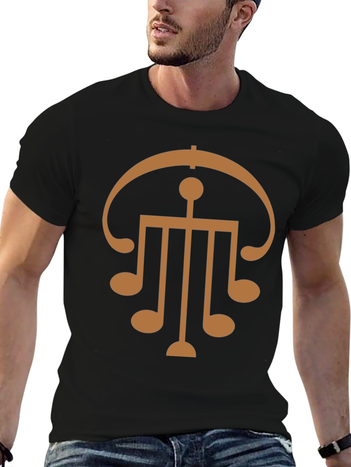 Abstract Music Note Graphic Black T-Shirt
