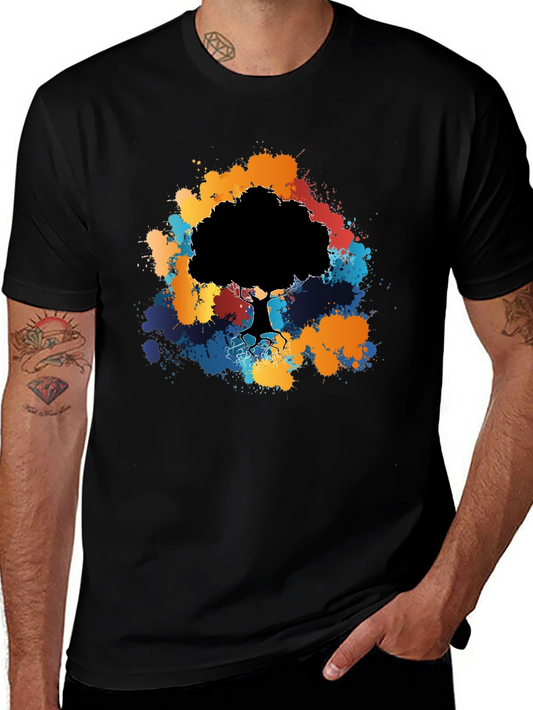 Abstract Tree Graphic Black T-Shirt