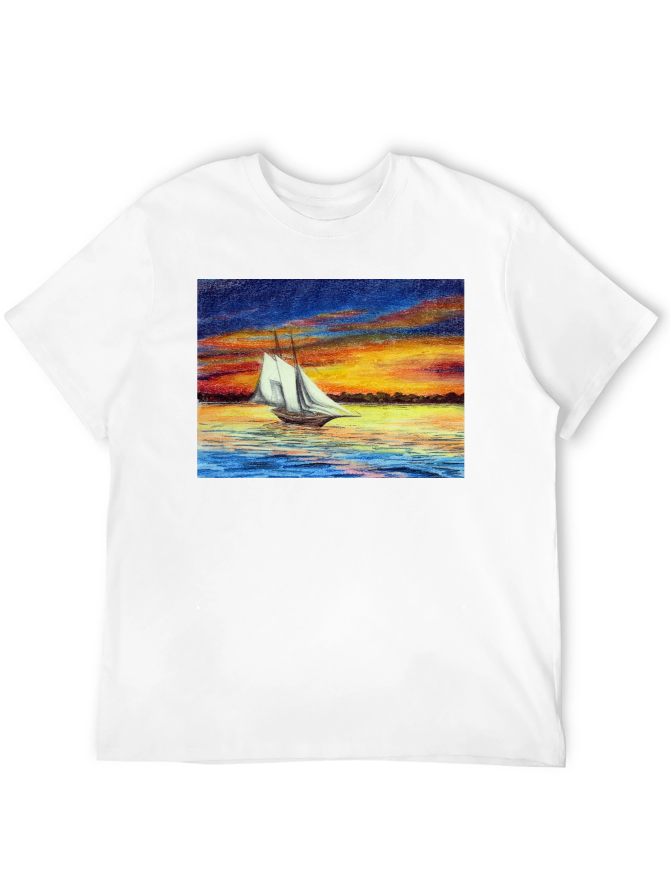 Sunset Sailboat Graphic Black T-Shirt