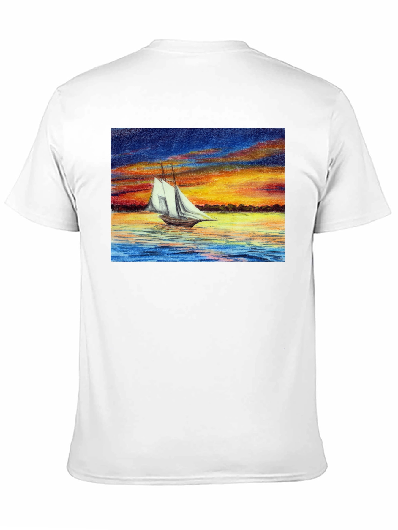 Sunset Sailboat Graphic Black T-Shirt