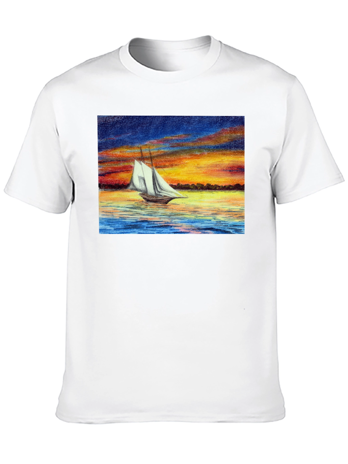 Sunset Sailboat Graphic Black T-Shirt