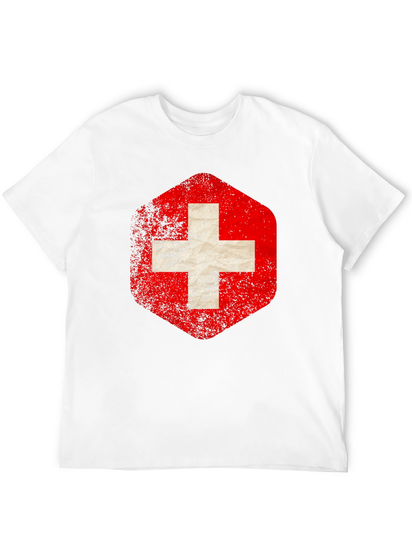 Swiss Flag Distressed Tee - Black Graphic T-Shirt
