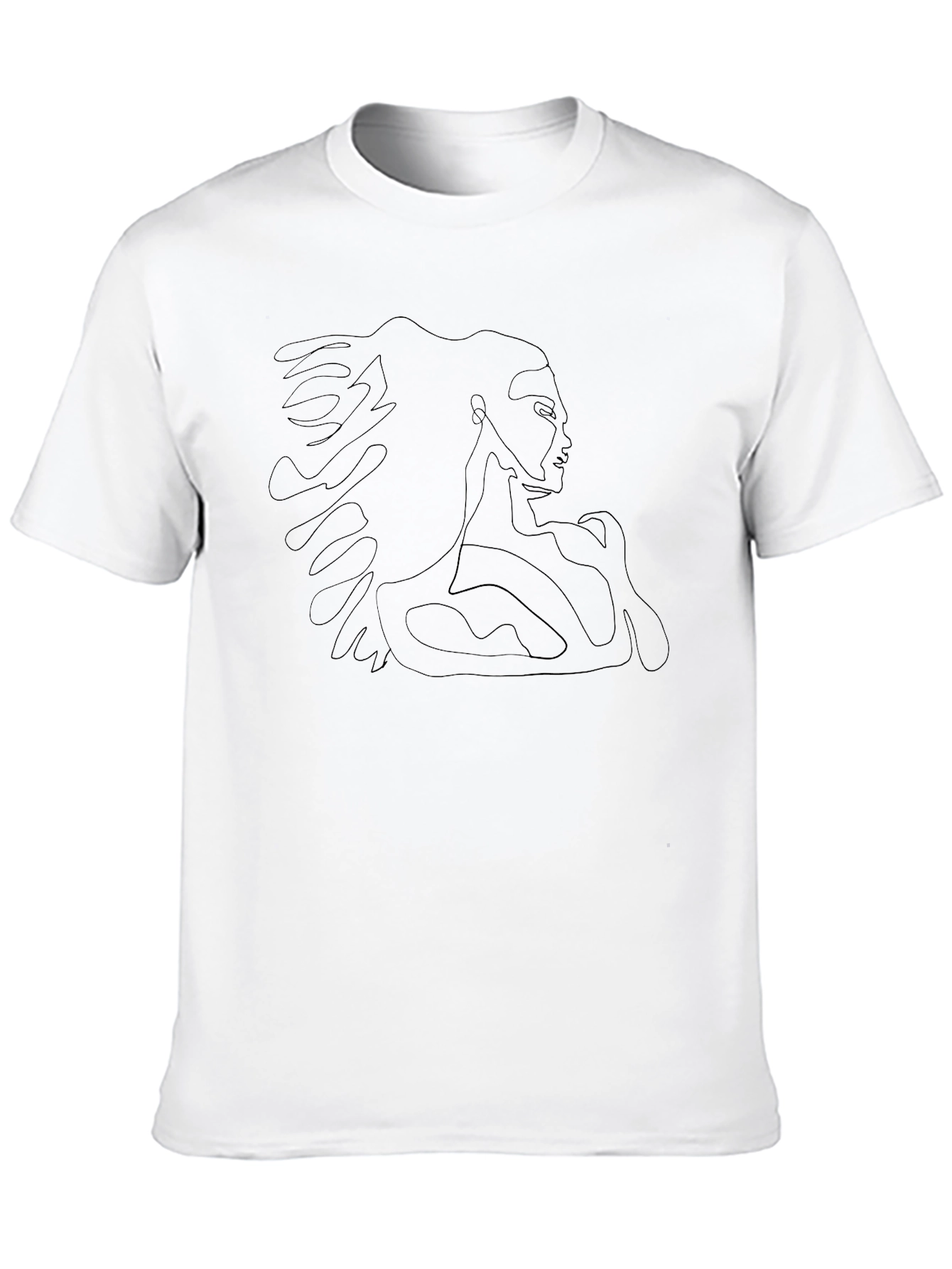 Abstract Line Art Graphic Tee - Black