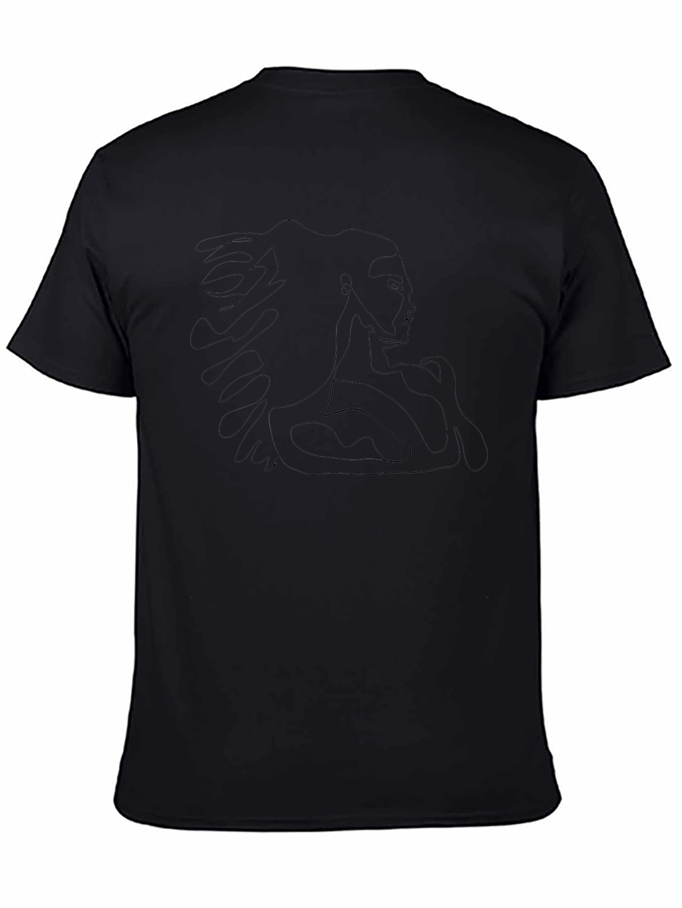 Abstract Line Art Graphic Tee - Black