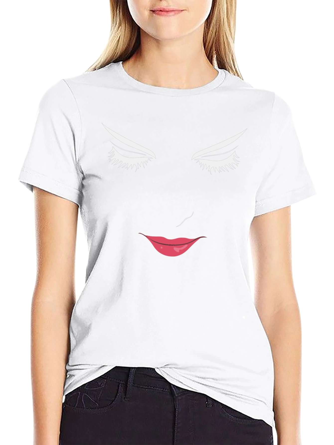Abstract Face Graphic Print Black Tee