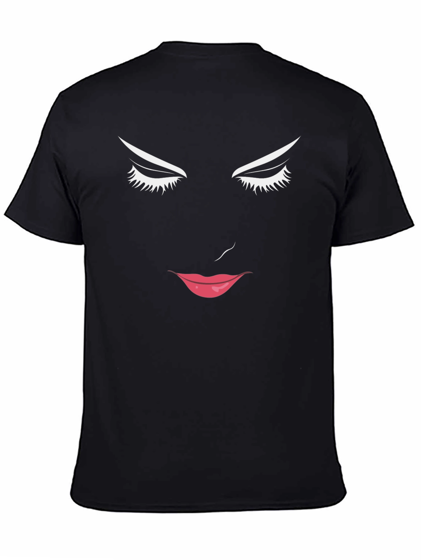 Abstract Face Graphic Print Black Tee